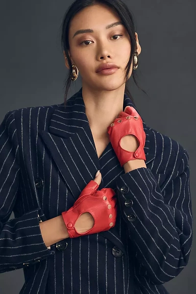 Maeve Faux Leather Moto Gloves In Red