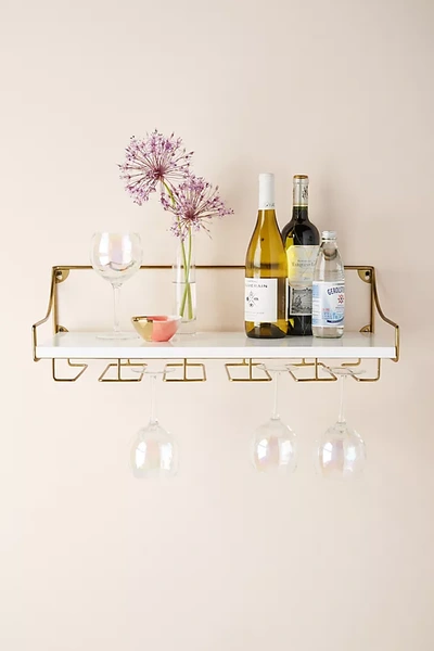 Anthropologie Mayfair Wall-mounted Wine Glass Shelf In Gold