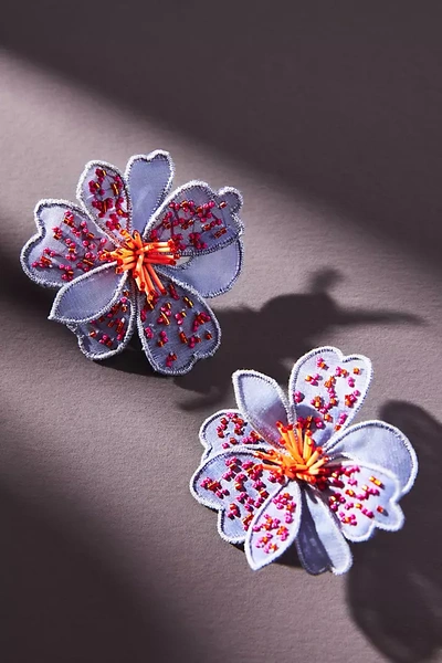 Mignonne Gavigan Mehak Beaded Flower Stud Earrings In Purple
