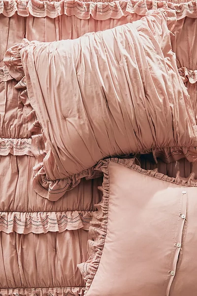 Anthropologie Astride Ruffled Voile Euro Sham