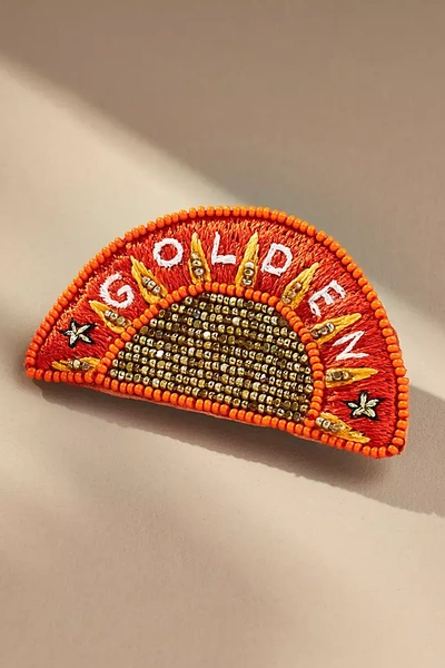 Mignonne Gavigan X Anthropologie Golden Sun Brooch In Orange