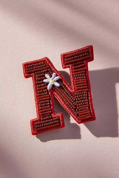 Mignonne Gavigan X Anthropologie Letterman Monogram Brooch In Red