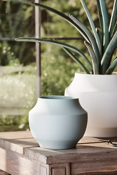 Terrain Mod Ceramic Jar Planter, 4" In Blue