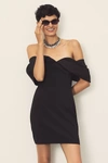 ml Monique Lhuillier Luna Draped Off-shoulder Crepe Mini Dress In Black