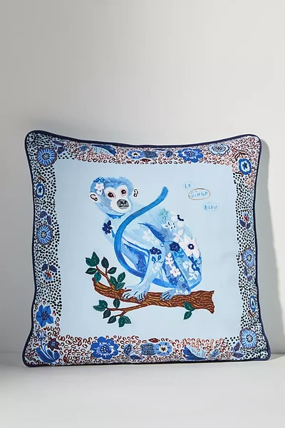 Nathalie Lete Embroidered Pillow In Blue