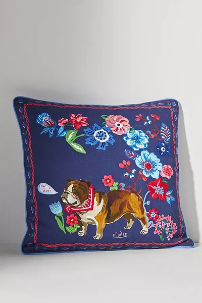 Nathalie Lete Embroidered Pillow In Blue
