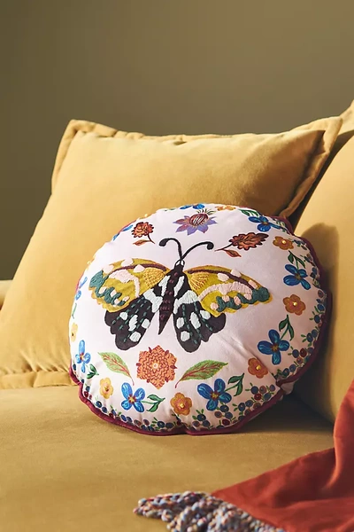 Nathalie Lete Embroidered Velvet Pillow In White