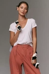 Nation Ltd Blair Ultra Deep V Tee In White