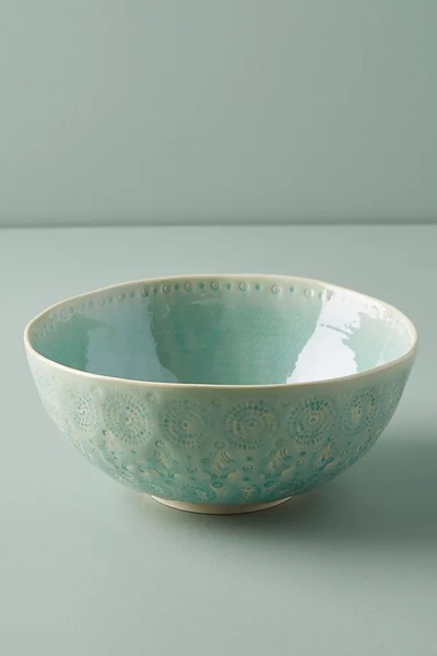 Anthropologie Old Havana Salad Bowl In Green