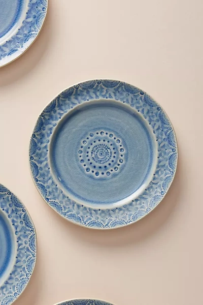 Anthropologie Old Havana Side Plates, Set Of 4 In Blue