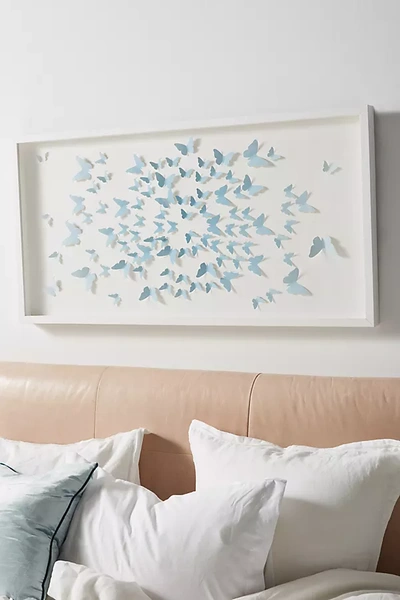 Anthropologie Ombre Butterflies Wall Art In White