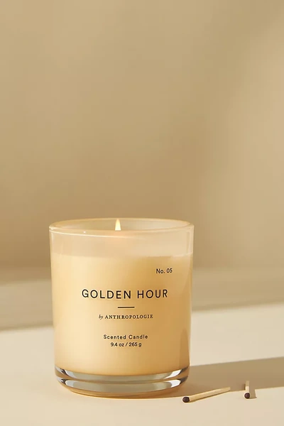 Nostalgia Floral " Golden Hour" Glass Candle In Neutral