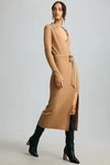 Paige Womens Deep Camel Carmen Wrap-front Woven-blend Midi Dress In Beige
