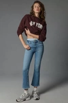 Paige Claudine High Waist Frayed Hem Flare Jeans In Blue
