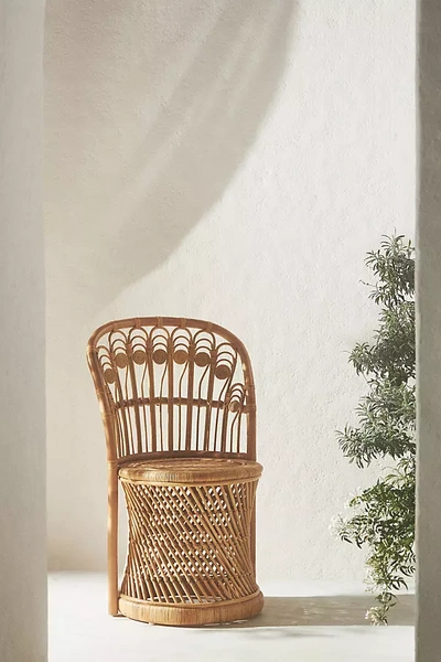 Anthropologie Peacock Rattan Dining Chairs, Set Of 2 In Brown