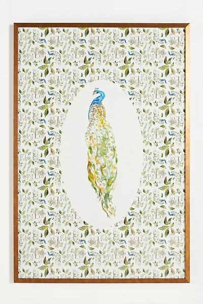 Anthropologie Peacock Toile 1 Wall Art In Green