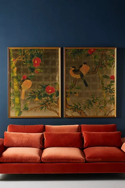 Anthropologie Bamboo Garden Birds Wall Art