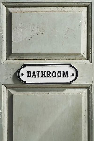 Terrain Bathroom Cast Iron Sign In Gray