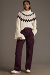 Pistola Bobbie Mid Rise Loose Straight Leg Cargo Pant In Washed Aubergine In Purple