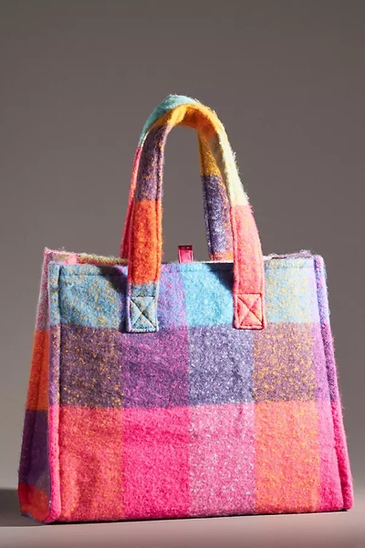 By Anthropologie Plaid Cozy Tote In Multicolor