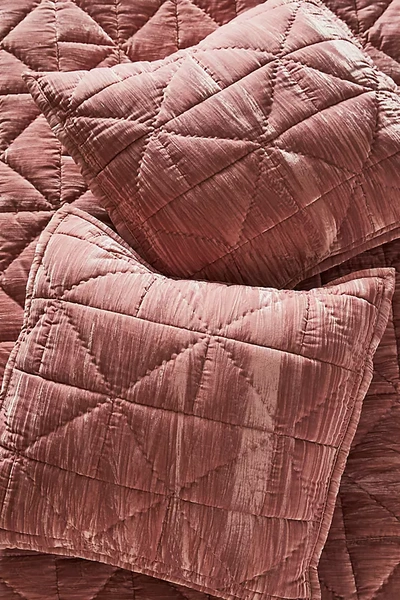 Anthropologie Plush Crushed Velvet Quilted Euro Sham In Pink