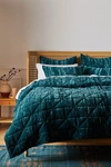 Anthropologie Plush Crushed Velvet Quilt