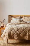 Anthropologie Plush Crushed Velvet Quilt