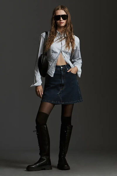 Pilcro Denim Mini Skirt In Blue