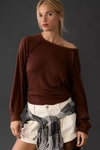 Pilcro Ruffled Raglan Thermal Top In Brown