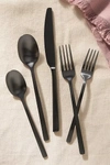 Anthropologie Beacon Satin Flatware 20-piece Place Setting In Black