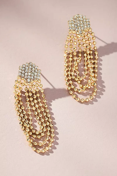 By Anthropologie Beaded Ball Chain Earrings In Gold