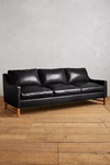 Anthropologie Premium Leather Dorada Sofa In Black