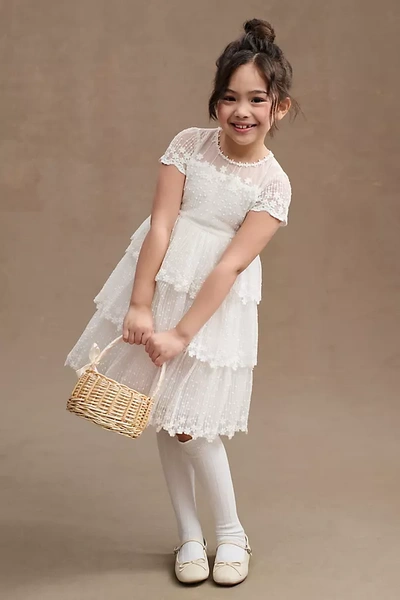 Princess Daliana Halli Tiered Embroidered Flower Girl Dress In White