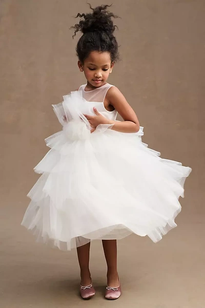 Princess Daliana Leah Tulle Flower Girl Dress In White
