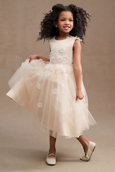 Princess Daliana Emmie Floral Applique Tulle Flower Girl Dress In Pink