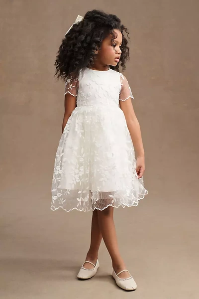 Princess Daliana Kids' Lindi Lace Piping Crew-neck Flower Girl Dress In White