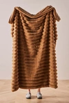 Anthropologie Puffer Faux Fur Throw Blanket In Brown