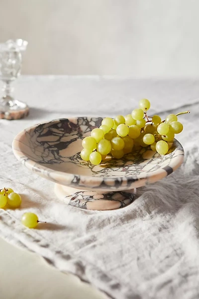 Terrain Purple Marbled Footed Serving Bowl In Brown