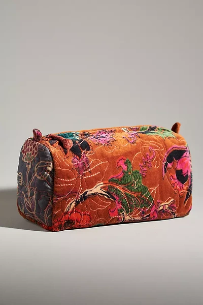 By Anthropologie Quilted Velvet Cosmetic Bag In Multicolor