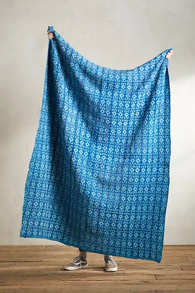 Terrain Recycled Sari Kantha Throw In Blue