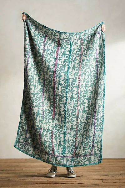 Terrain Recycled Sari Kantha Throw In Green