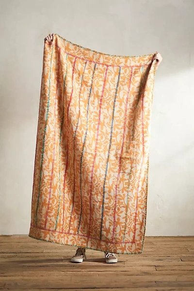 Terrain Recycled Sari Kantha Throw In Orange