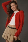 Reformation Clara Cashmere Crew Cardigan In Red