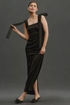 Reformation Kacia Tie-shoulder Satin Maxi Dress In Black