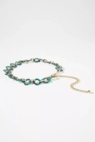 By Anthropologie Resin Square Chain Belt In Green
