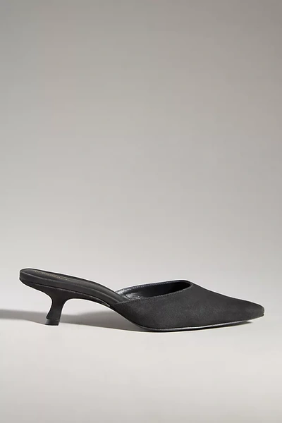 Reformation Wilda Kitten-heel Mules In Black