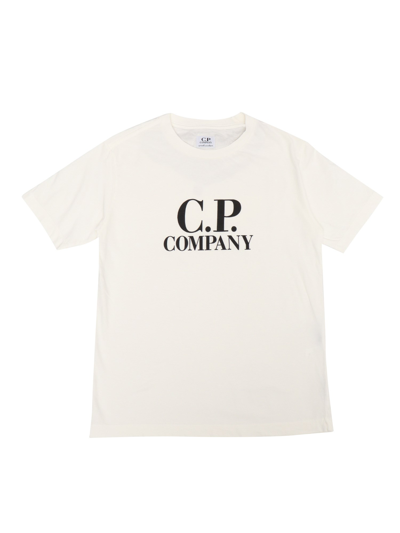 C.p. Company Kids' Logo T-shirt In White