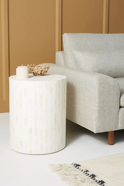 Anthropologie Rounded Inlay Drum Side Table