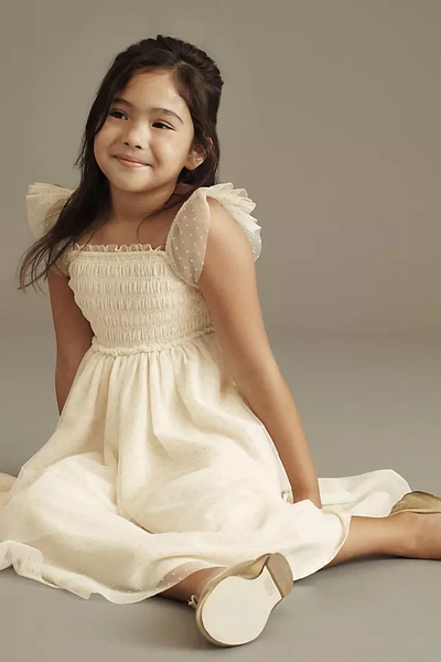 Rylee + Cru Kids' Valentina Tiered Tulle Flower Girl Dress In White