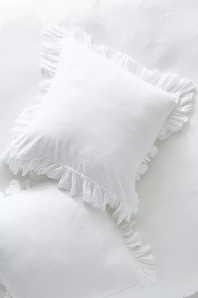 Anthropologie Ruffled Organic Spa Sateen Euro Sham In White